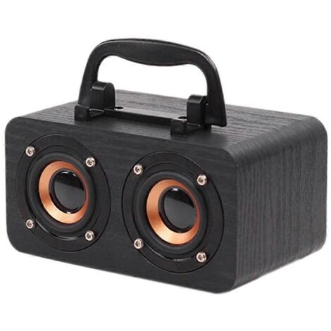 Enceinte en bois Bluetooth 5.0 stéréo double canal avec radio FM, C