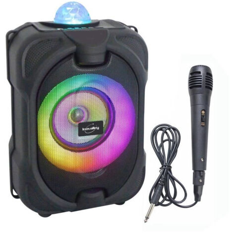 Enceinte lumineuse Bluetooth pour karaoké - INOVALLEY - DANCE CUBE 44 - 150W - Micro filaire