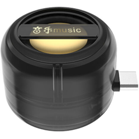 Enceinte Mini Transparente Noire Modèle Y9 pour Téléphone, Plug and Play Type C, Lecteur Audio Portable, Basses Puissantes, Batterie Indépendante, Autonomie 6 Heures