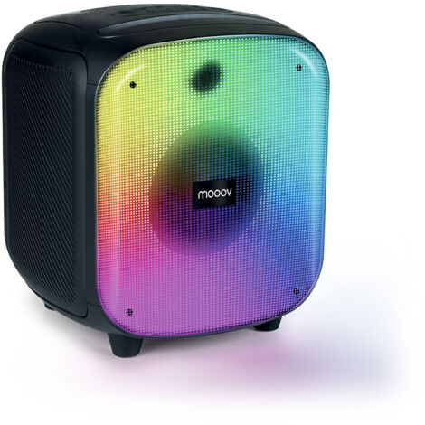 Enceinte Party Cube sans fil avec effets lumineux - Noire et bleue