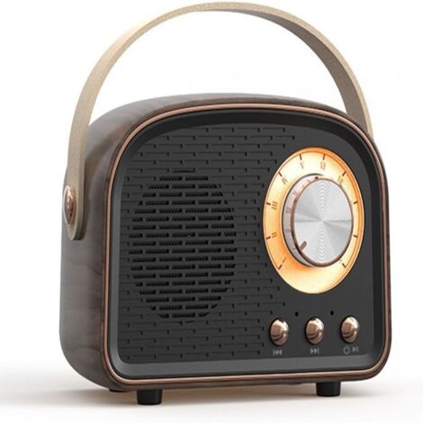 Enceinte rétro sans fil - Mini boîtier Bluetooth-Enceinte portable- Radio FM et ports USB/SD-Charge rapide-Design compact-Noir