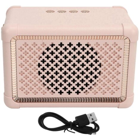Enceinte sans fil portable rose, 6 heures d'autonomie, style vintage, idéale pour bureau, chambre, soirées et activités en extérieur.