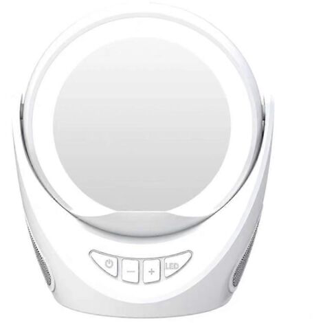 Enceintes sans fil multifonctions faisant office de radio FM et de miroir de maquillage avec éclairage