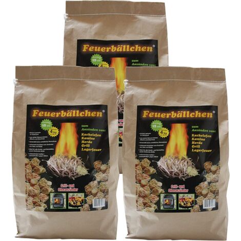 Encendedor de chimenea RaiffeisenWaren, encendedor, bolas de fuego 12,0 kg (encendedor ecológico, fabricado con productos naturales: cera, madera natural tiempo de combustión aprox. 10 min)