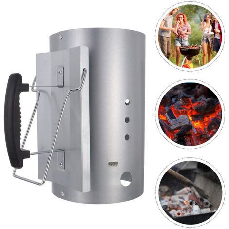 Encendedor de chimenea, Rapidfire Starter - Pequeño (27 cm de altura), encendedor compacto con dos asas, para barbacoas de carbón de Ø 17 cm y -, ayuda para encender carbón y briquetas