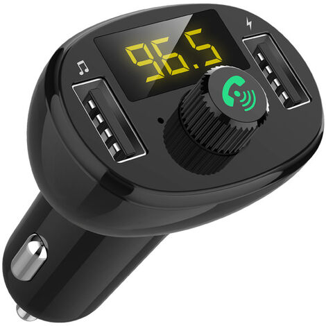 Encendedor de cigarrillos Bluetooth, transmisor FM Bluetooth 5.0 Cargador de coche 3.4A Adaptador de radio de carga rápida Soporte USB Dongle Compatible con sistema iOS y Android, radio de coche