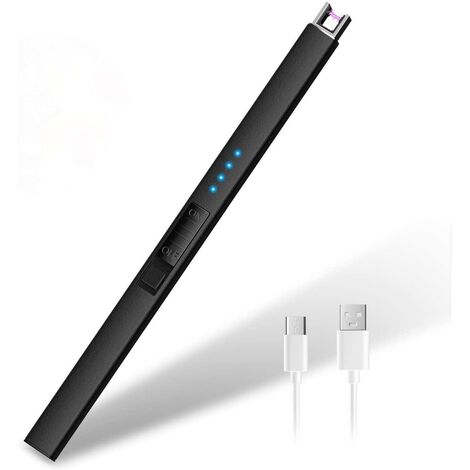Encendedor de velas eléctrico - Encendedor de plasma sin llama a prueba de viento de arco recargable por USB con cuerda y pantalla de batería LED para cocinar barbacoas Estufas Parrilla Camping Fuegos