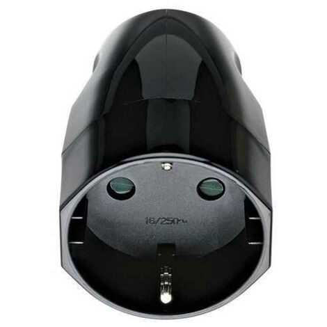 Enchufe 2P+T 16A Alemán Axial Negro