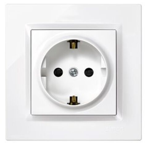 Enchufe 2P+T tipo F blanco con marco SIMON
