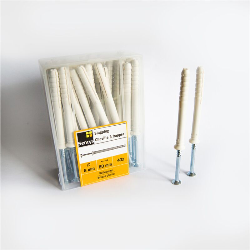 

40 piezas - Clavadora Sencys - OB72 - 8 x 80 mm - Cabeza avellanada en cruz - Tacos de nylon