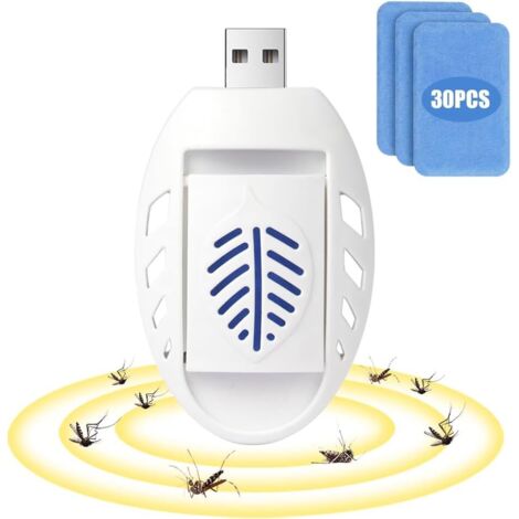 Enchufe antimosquitos, 1 difusor eléctrico + 30 recargas, repelente de mosquitos eléctrico USB portátil, para dormitorio y sala de estar