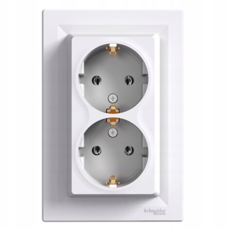 Enchufe blanco Asfora con 2 terminales de tornillo Schuko, 16A 250V EPH9900121