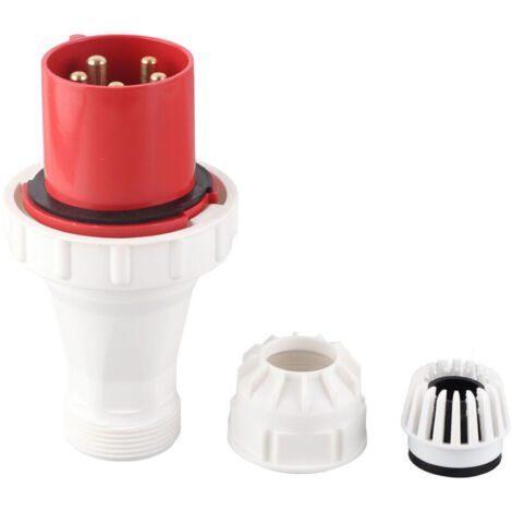 Enchufe CEE, 63 A, 220‑415 V, toma industrial CEE, enchufe de aviación CEE rojo, IP67, toma CEE de 5 pines resistente al agua para uso en exteriores