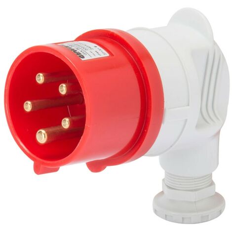 Enchufe codo móvil Gewiss 3P+N+E 16A IP44 rojo 380V GW60090