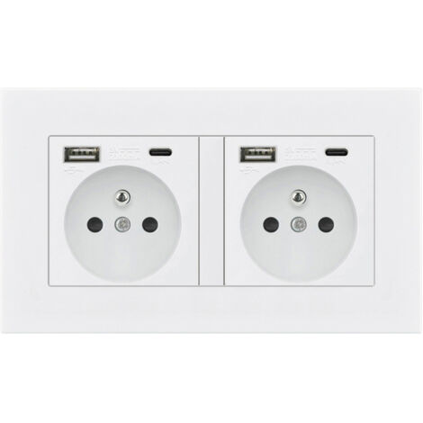 Enchufe con USB Tipo C 16A 240V – Toma Empotrable Blanco