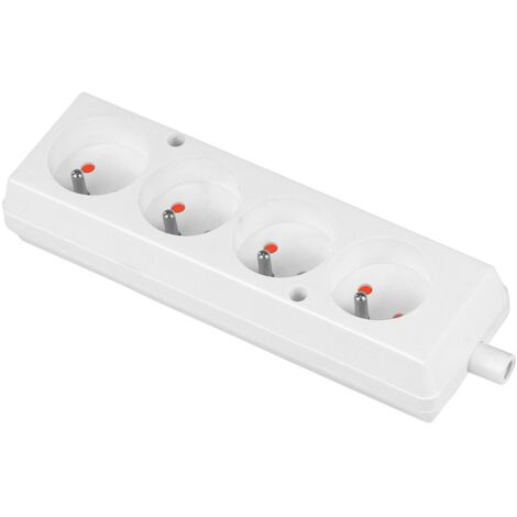 ENCHUFE CUÁDRUPLE 16A 250V DESMONTABLE CON CABLE BLANCO - VT-302-0041