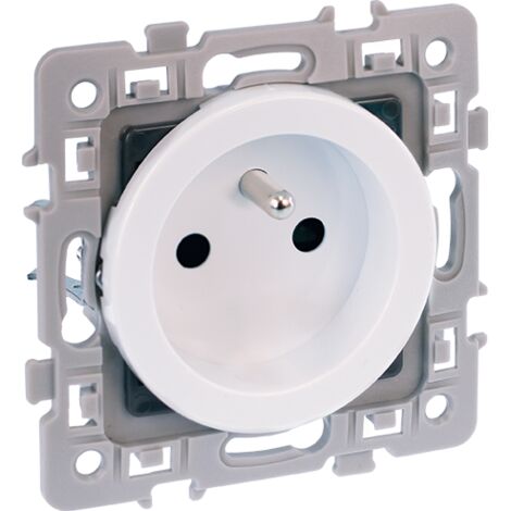 Enchufe de corriente 2P+T 16A - CUADRADO Blanco - Con garras + conexión superior e inferior