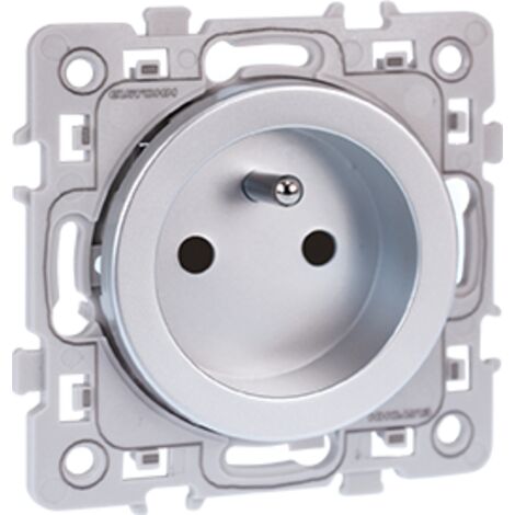 Enchufe de corriente 2P+T 16A - CUADRADO Plata - Sin garras