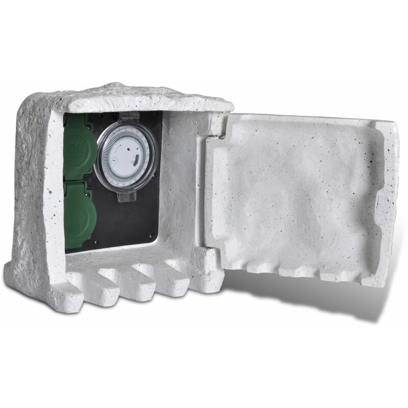 

Enchufe de exterior en forma de piedra con temporizador