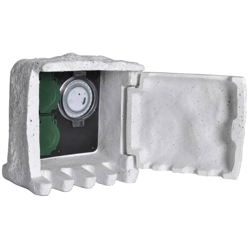

Enchufe de exterior en forma de piedra con temporizador
