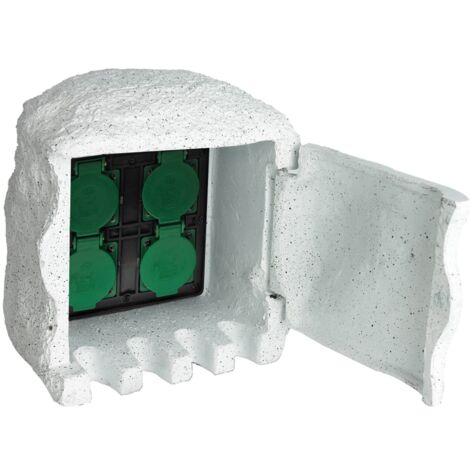 Enchufe de jardín 4 ranuras resistente al agua resina blanco vidaXL
