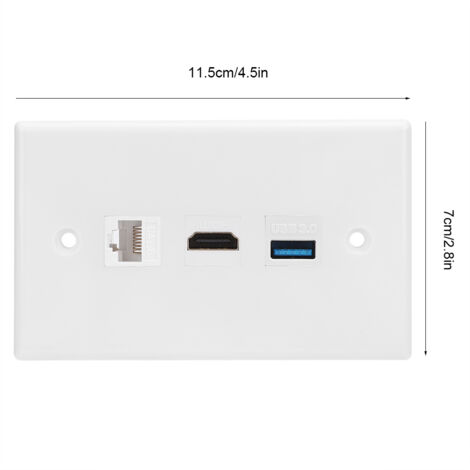 Enchufe de pared ABS con interfaz CAT6, HDMI y USB 3.0