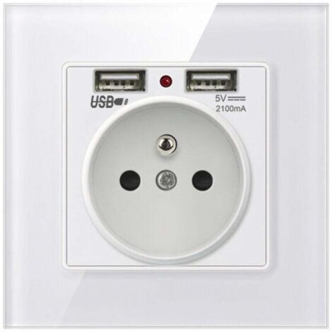 Enchufe de pared con dos puertos USB - Cargador para iPhone/Android (1 unidad)