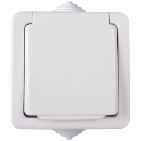Enchufe de pared francés - 1 toma - Protección de la infancia - IP54 - Blanco