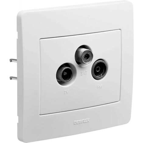 Enchufe de pared para TV, FM y satélite blanco