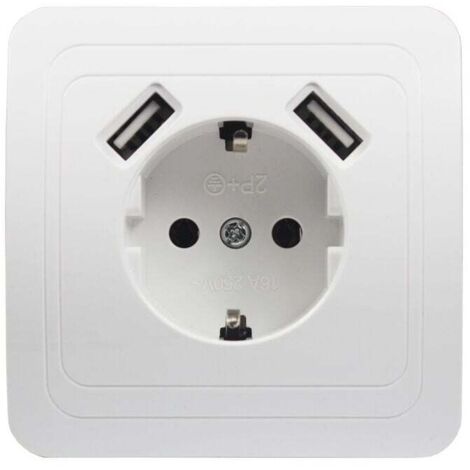 Enchufe de pared universal AIPERQ para teléfono, puerto USB dual de 5 V y 2 A, estándar europeo y alemán.