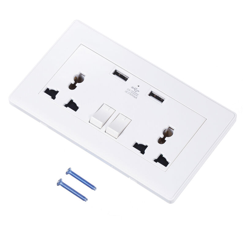 

Enchufe de pared universal, placa de fuente de alimentacion con interruptor de enchufe doble 2 USB