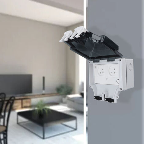 Enchufe de pared Wi-Fi inteligente IP66 según la norma israelí, 16 A, 110–250 V, resistente al agua con tapa, 1 unidad, PC/ABS, para uso interior y exterior.