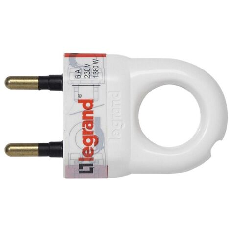 Enchufe de plástico de extracción sin tierra 6A - Macho Legrand