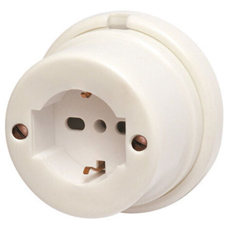 Enchufe de porcelana bipolar + Schuko 10-16 A
