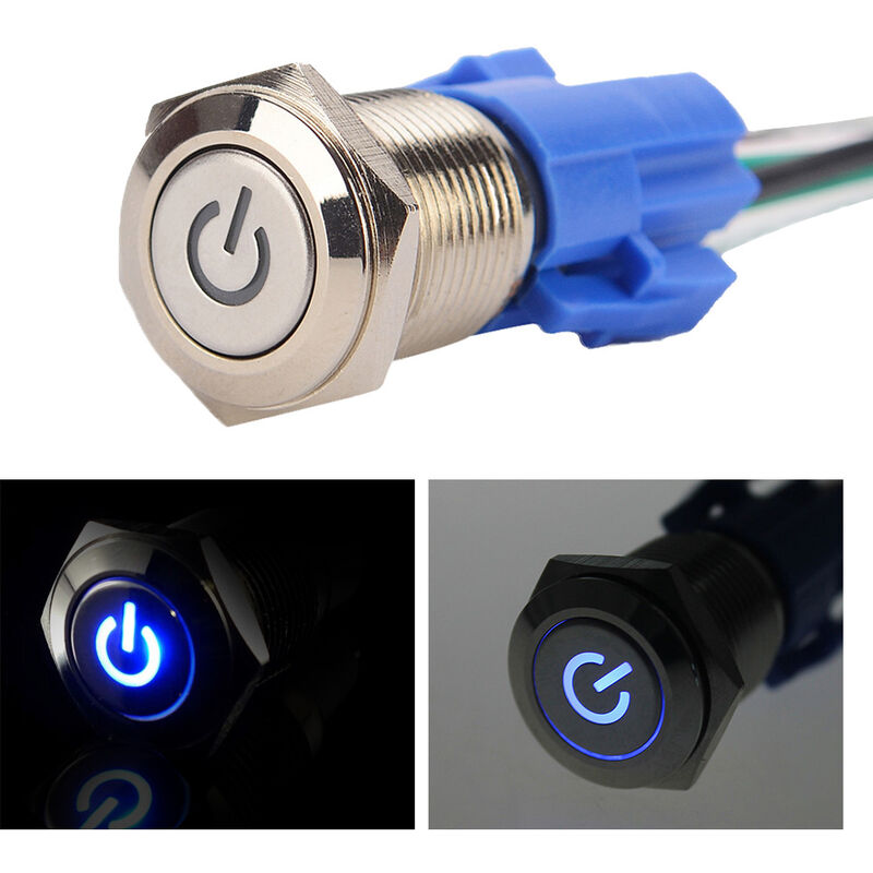 

Happyshop - Enchufe del enchufe del interruptor de palanca del boton del metal del LED azul del coche de 16m m 12V para el coche