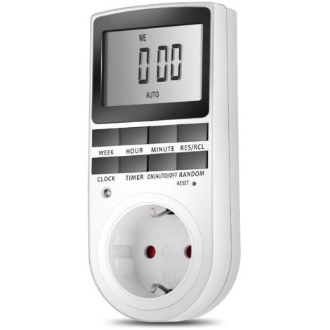 Enchufe digital programable: temporizador digital semanal, pantalla LCD, ahorro de energía (paquete de 1)