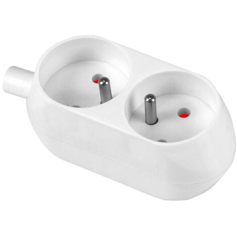 ENCHUFE DOBLE 16A 250V DESMONTABLE CON CABLE BLANCO - VT-302-0021