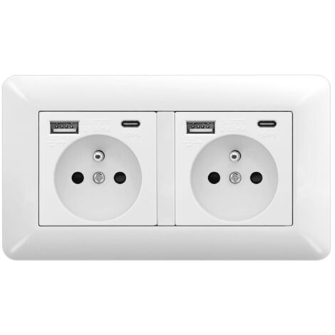 Enchufe Doble con 2 USB y 2 Tipo C 16A – Toma Empotrable
