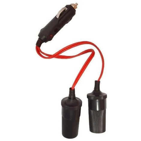 Enchufe doble de mechero 12/24V - HTC EQUIPEMENT - Con LED de 10A y Cable rojo de 20cm
