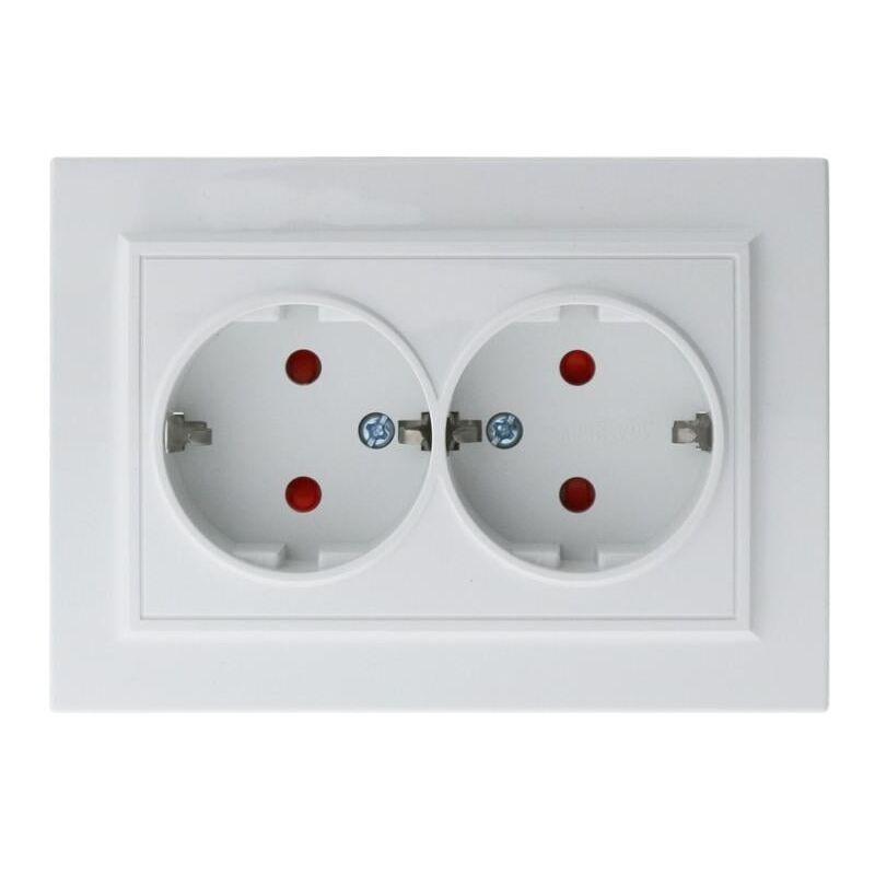 

Enchufe Doble Empotrable Tipo F Schuko Blanco Marco Incluido IP20 Serie wLine Blanco | IluminaShop