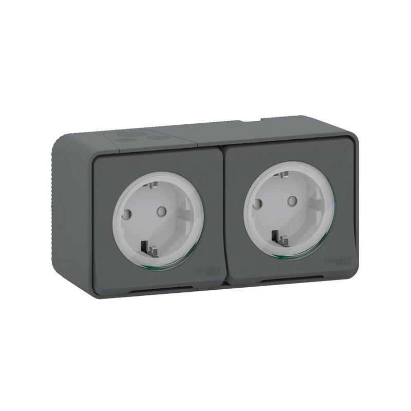 

Schneider Electric - Enchufe doble schuko 2P+TT gris horizontal monobloc Schneider Mureva Styl MUR40006