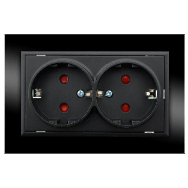 

Iluminashop - Enchufe Empotrable Tipo F Schuko Doble Negro Marco Cristal Incluido 16A IP20 Serie wLux Negro