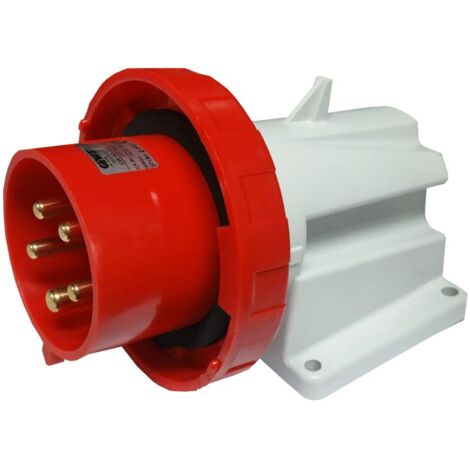 Enchufe fijo de pared Gewiss 3P+N+E 32A IP67 rojo 380V GW60442