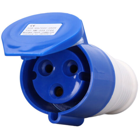 Enchufe industrial de 3 pines, conector impermeable IP44, 32 A, CEE 220-250 V, azul