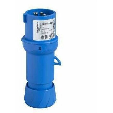 Enchufe industrial móvil Schneider 2X16A+E 230V IP44 azul PKX16M423