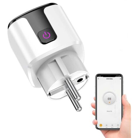 Enchufe inteligente Alexa, enchufe WiFi Smart Life de 20 A con control de potencia, temporizador, bloqueo infantil, Google Home Alexa, enchufe inteligente HomeKit, blanco