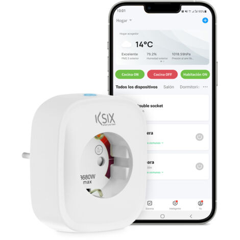 Enchufe inteligente ksix, smart home, 1 toma de corriente, conexión inalámbrica por wi-f
