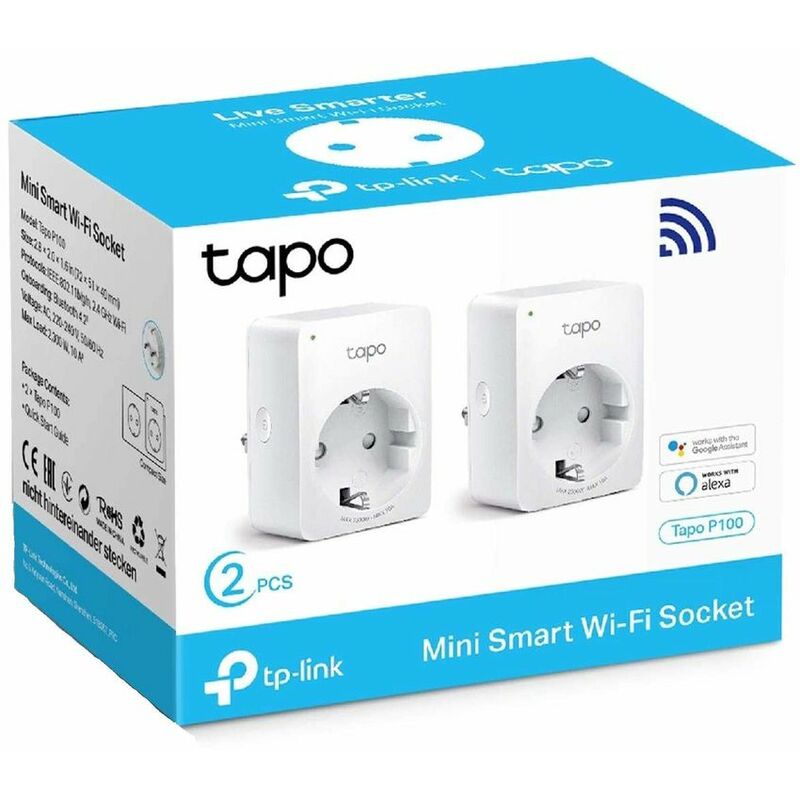 

Enchufe Inteligente TP-Link MINI SMART Tapo P100 2900W WiFi Blanco (2 uds)