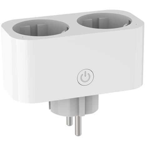 Enchufe inteligente Tuya 16AT con control remoto WiFi para el hogar, control por voz y temporizador. Enchufe europeo doble compatible con las aplicaciones Smart Life y Google Home.