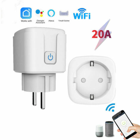 Enchufe inteligente Wifi de 20 A con medidor de potencia, control remoto por voz IA y teléfono móvil, enchufe europeo LKBD